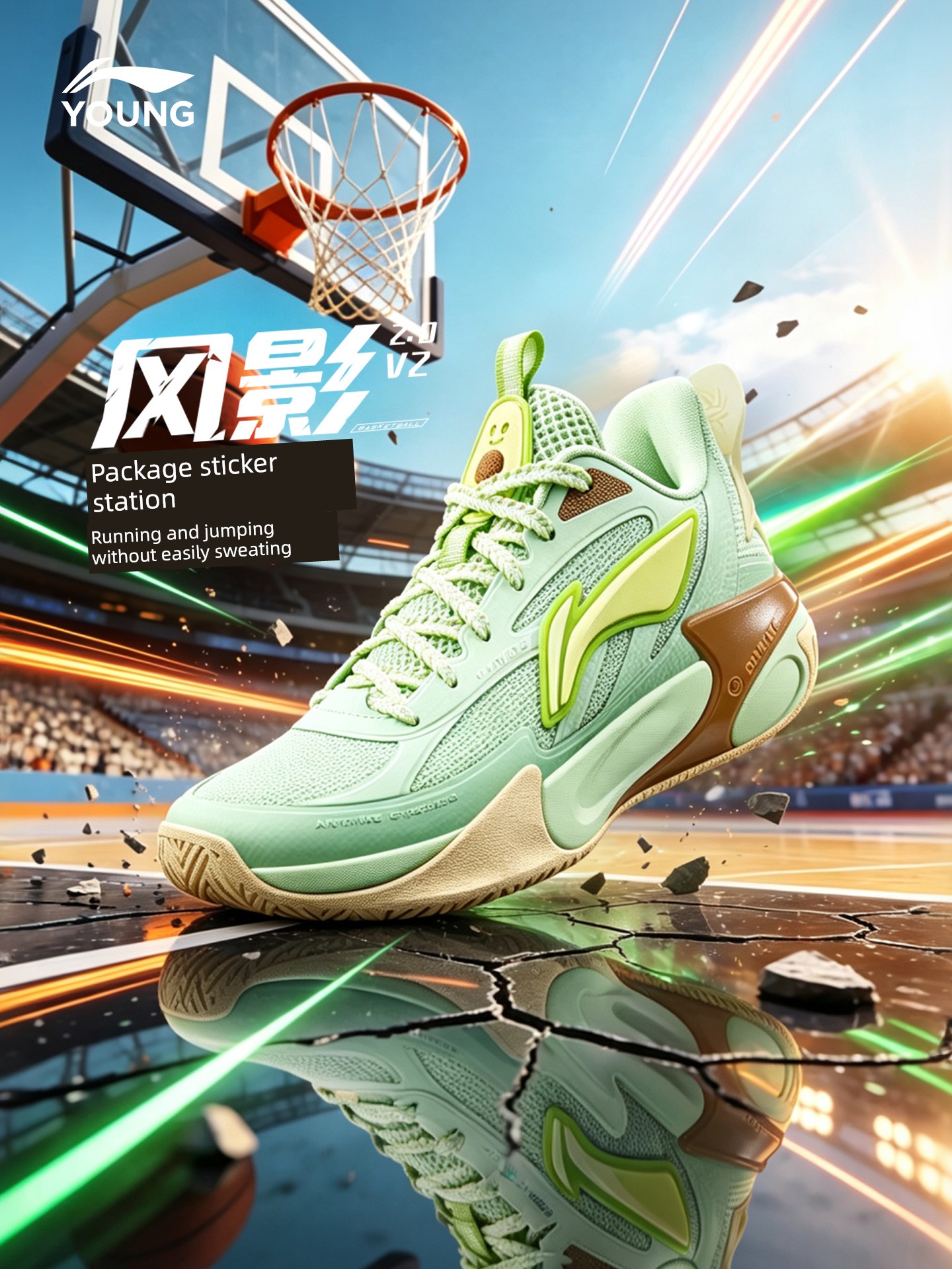 Li Ning Children's Wind Shadow 2V4 Professional Training Basketball Shoes 2026 New Model Boys and Girls Youth Sports Shoes Autumn