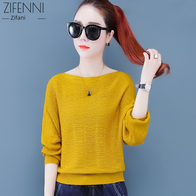 Straight shoulder Women jacket easy Cover your stomach Sweater