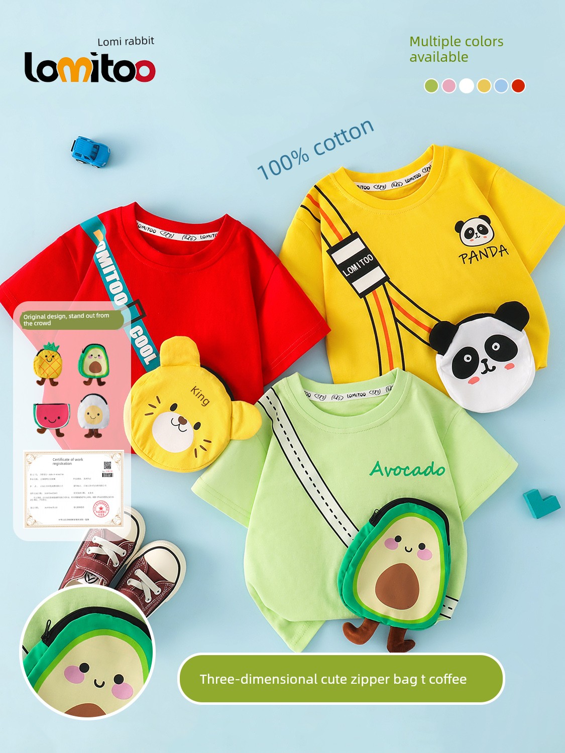 Girl Short Sleeve T-Shirt Pure Cotton Summer Boy Baby Clothes Watermelon Fruit Cute Pocket Kids Tops Children's Clothing — 2