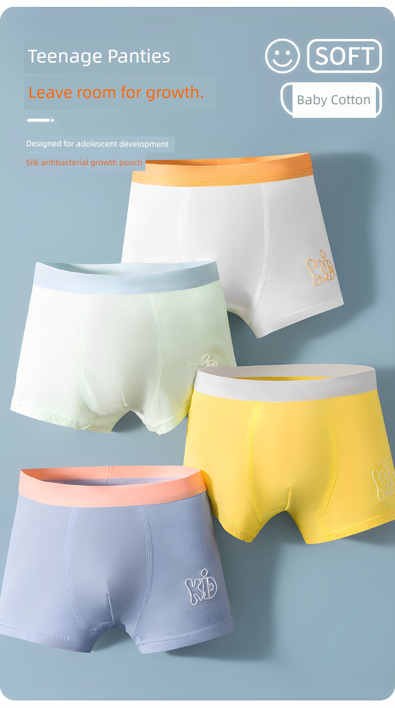 MiiOW Modal Boys' Underwear Medium and Large Size Kids Shorts Cotton Crotch Teenager Adolescence 13-Year-Old Boy Thin Boxer — 2