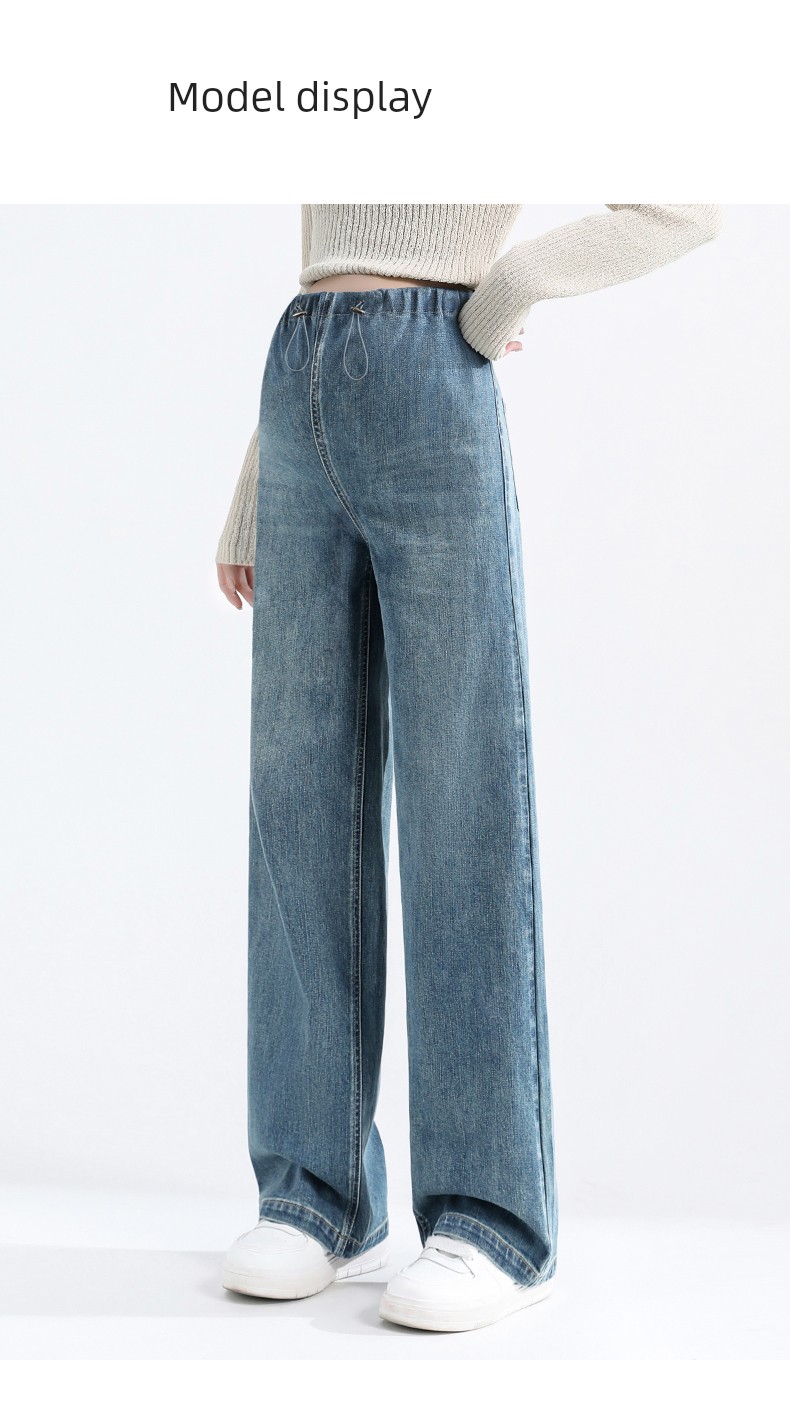 Forencos Maternity Jeans Autumn and Winter Fleece-Lined Straight Wide-Leg Pants 2026 New Large Size Non-Tight Floor-Length Pants — 12