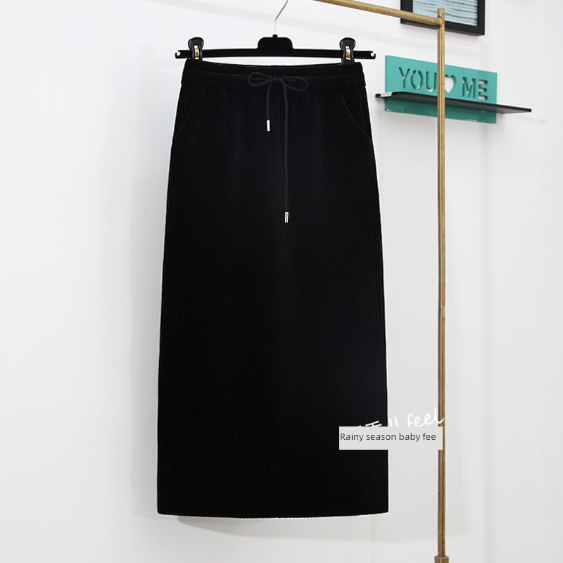 Medium and long term Cover the crotch Show thin a step corduroy skirt
