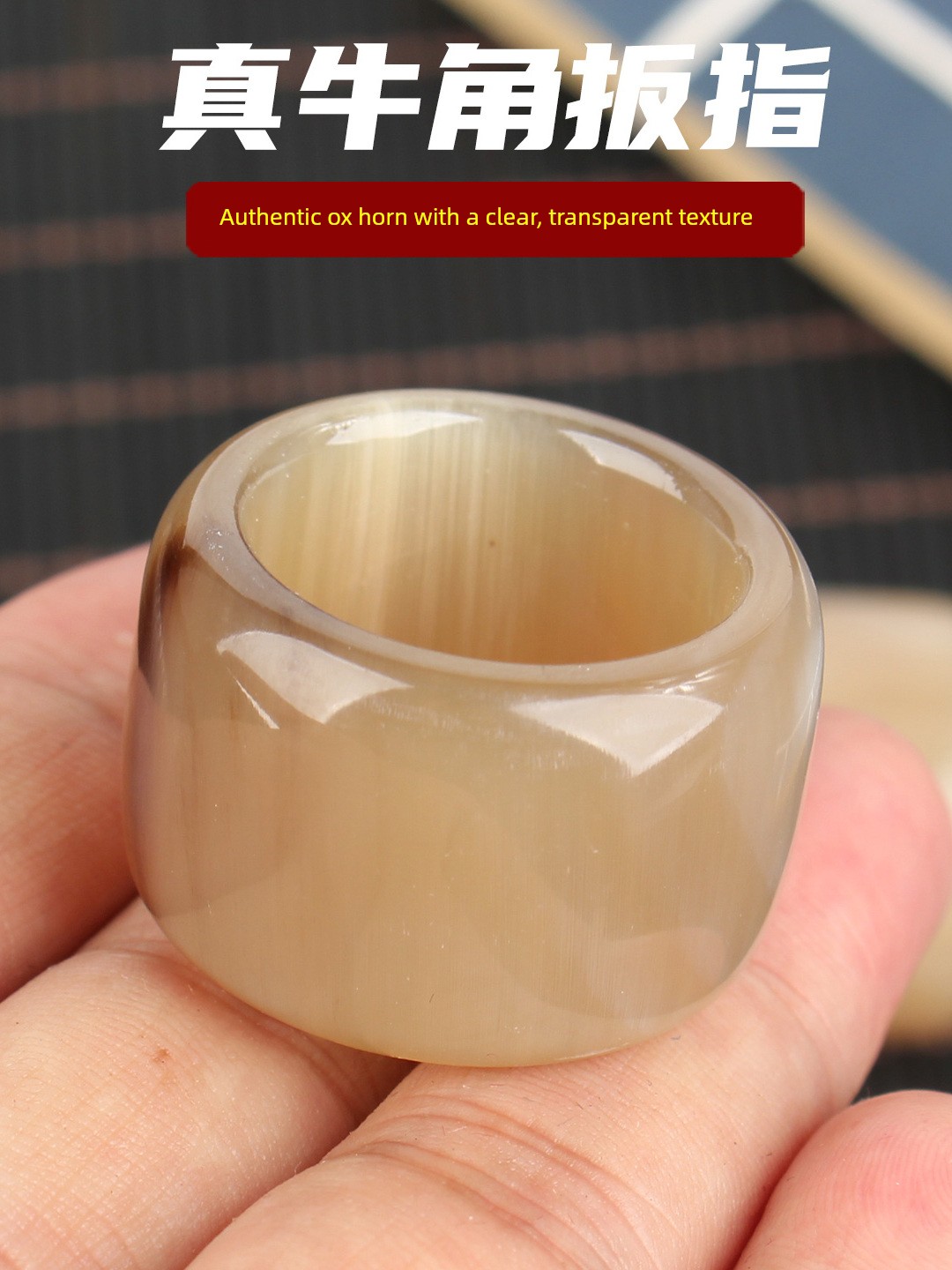 Natural Tibetan Yak Horn Thumb Ring Vintage Ox Bone Ring for Men Archery Court-Style Cultural Accessory