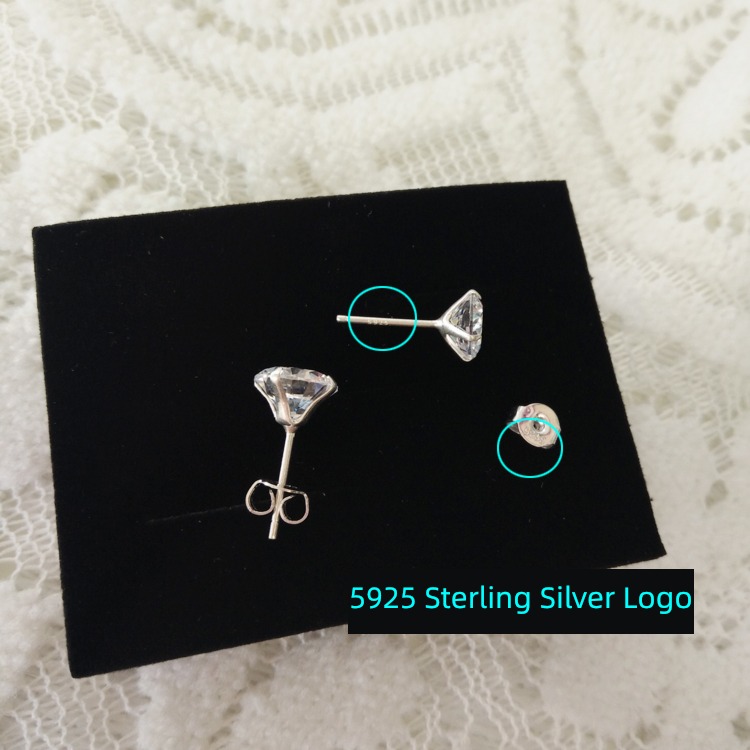 Wang Jiaer 925 Sterling Silver Inlaid diamond Bright surface Same Earrings