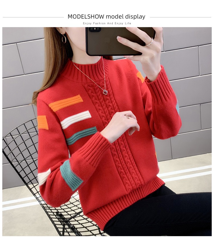 Plush thickening Half high collar sweater Hot money Undershirt