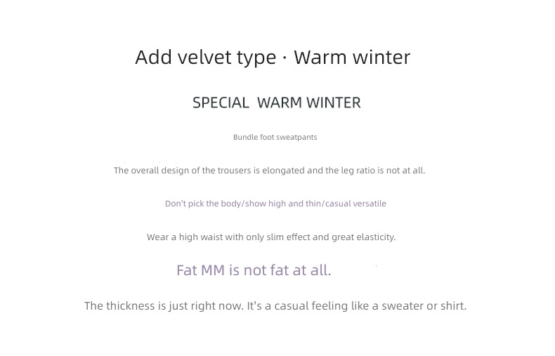 female Autumn and winter Plush ins Show thin Versatile Sports pants
