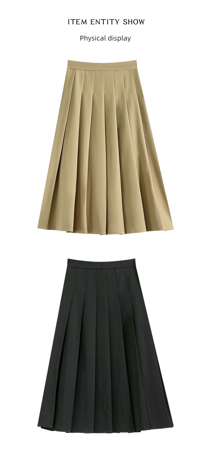 MRDUANZL Medium and long term Black suit Fabric Pleated skirt