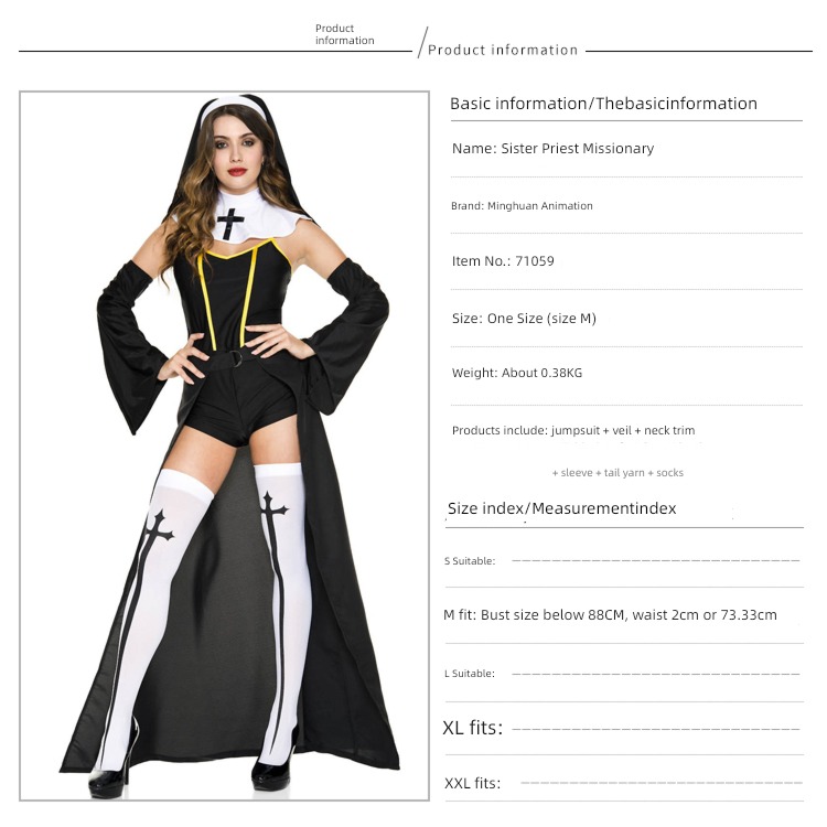Halloween clothing adult cos Virgin Mary leaf Jesus missionary priest godfather nun clothes