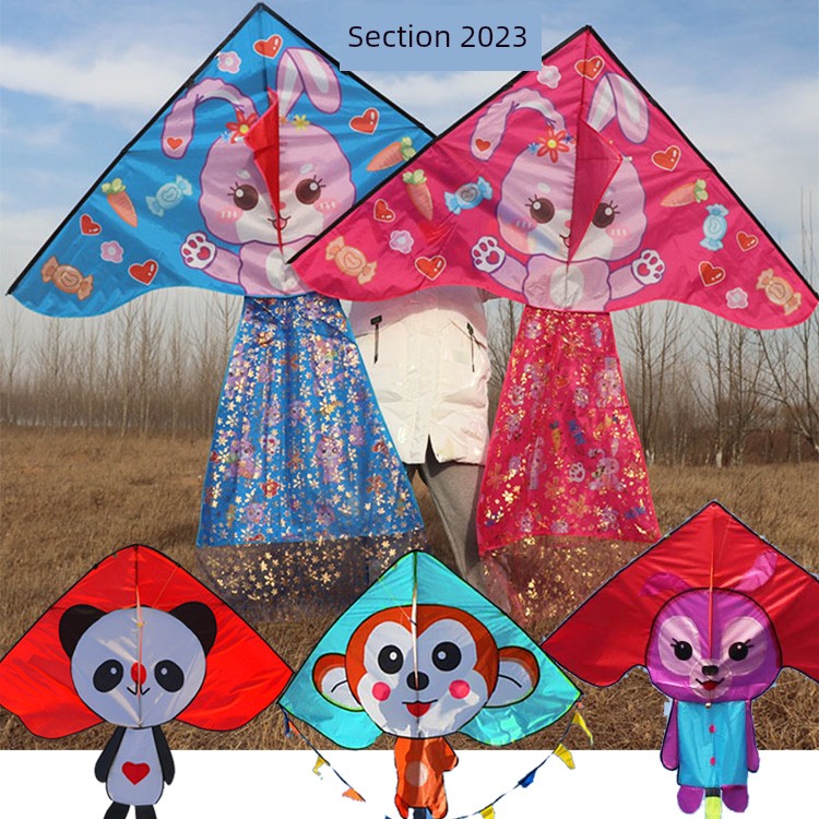 2023 New Arrival Kite Cloth Patchwork Grassland Rabbit Star Dai Lu Little Monkey Panda Snake Mermaid with Gauzy Skirt Good Flying