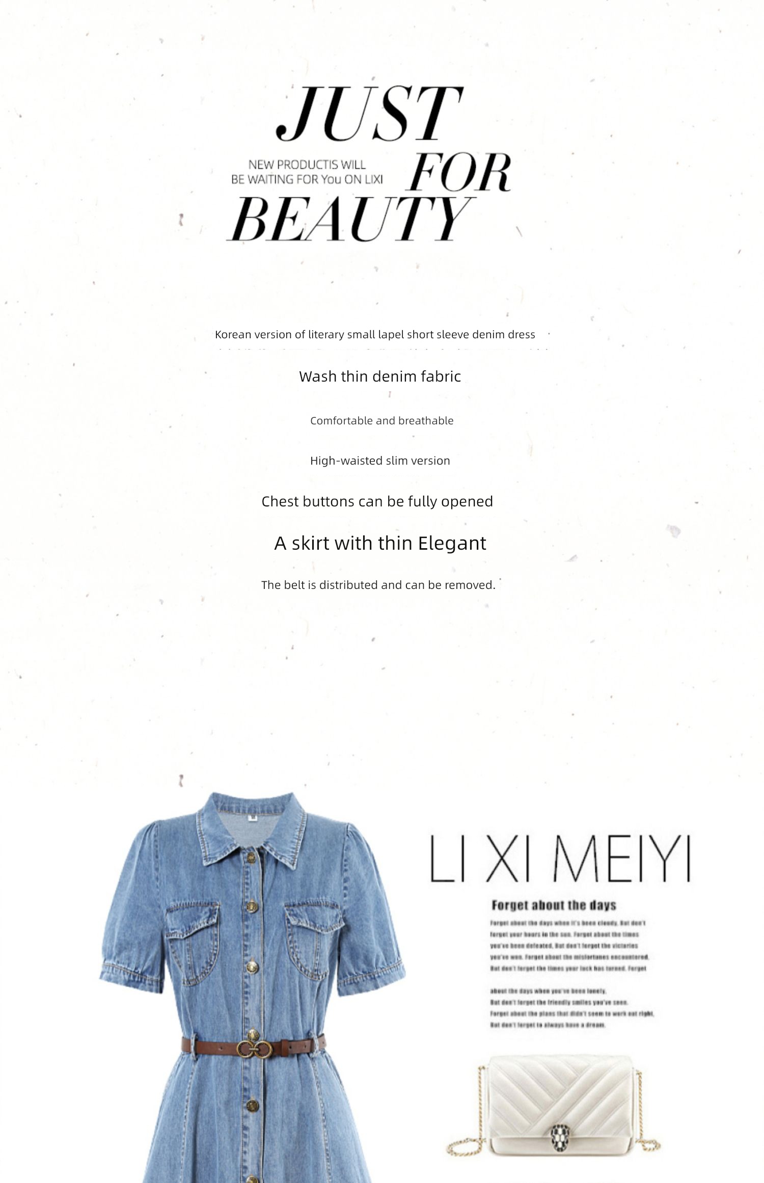 Lapel soft Wash denim Self-cultivation High waist literature