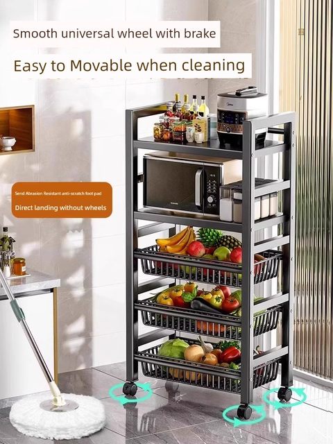 German kitchen storage rack floor-mounted multi-layer household fruit and vegetable storage rack multi-functional wall snack storage rack