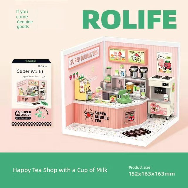 Ruole Super World Hut Store Milk Tea Shop Kitchen Living Room Girls Birthday Gift Diy Hut Assembly