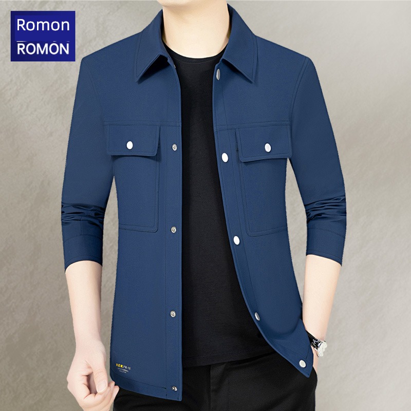 Romon spring and autumn Thin money middle age Dad Costume man loose coat