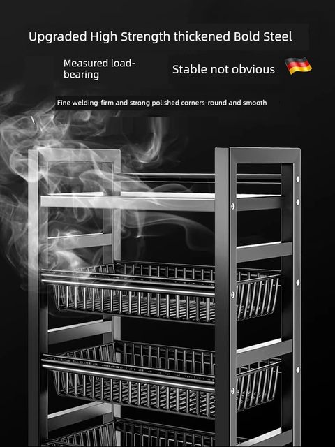 German kitchen storage rack floor-mounted multi-layer household fruit and vegetable storage rack multi-functional wall snack storage rack