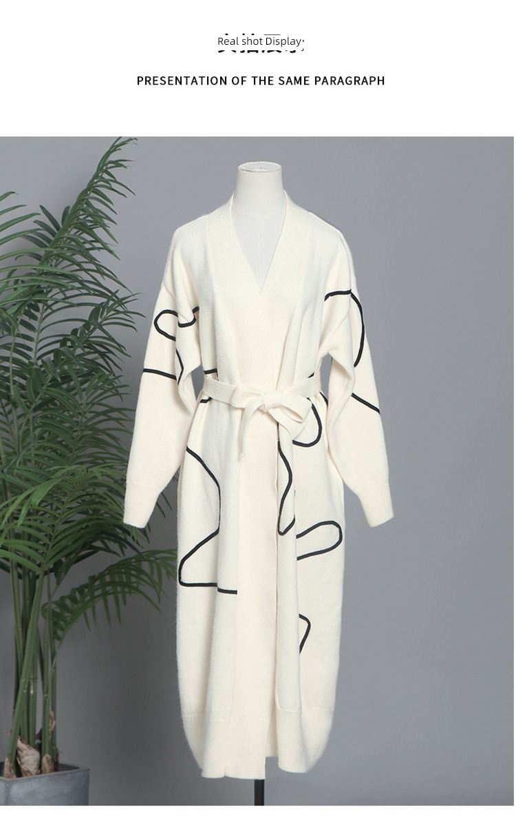 Song Jia Retro easy Over the knee sweater knitting Cardigan