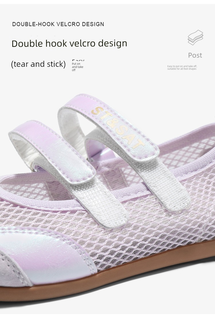 Saturday Kids' Shoes Children's Mary Jane Girls' Breathable Mesh Sandals Summer Velcro Ballet Style Casual Shoes — 9