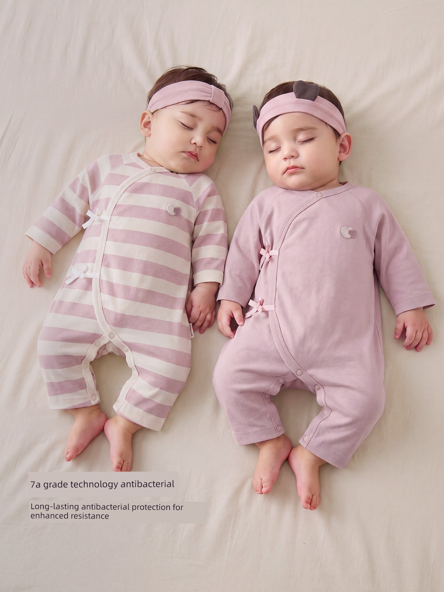 Baby Jumpsuit Autumn Romper Newborn Pure Cotton Pajamas Striped Newborn Baby Clothes 2-Piece Set — 2