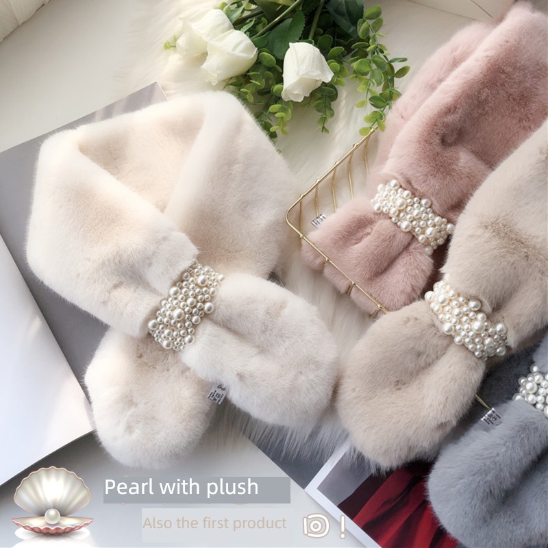 Pearl the republic of korea Versatile female overlapping Autumn and winter thickening Plush