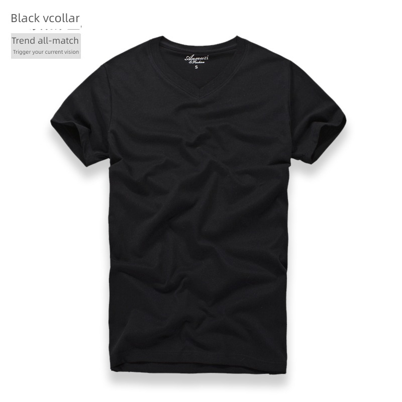 man V-neck summer wear youth Net color leisure time Short sleeve T-shirt