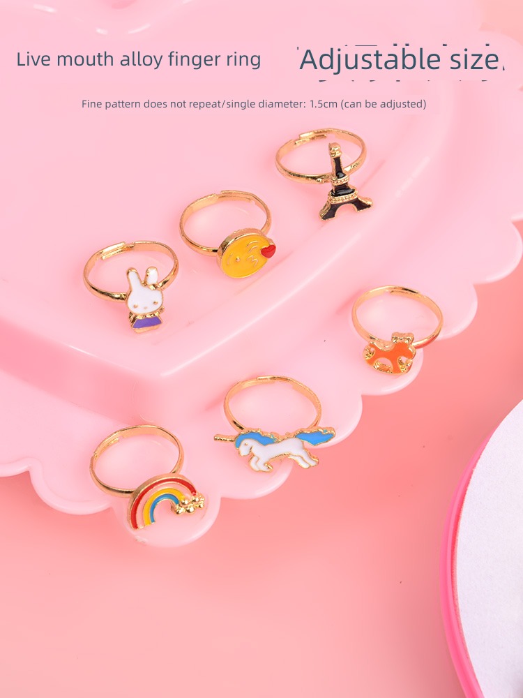 children princess gemstone Cartoon Live Adjustable Ring