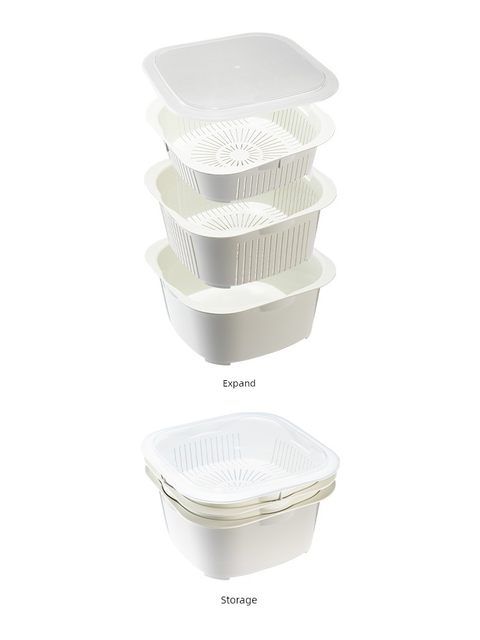 Frost Mountain drain basket set multi-layer microwave oven household rice basket filter water living room kitchen fruit washing basin