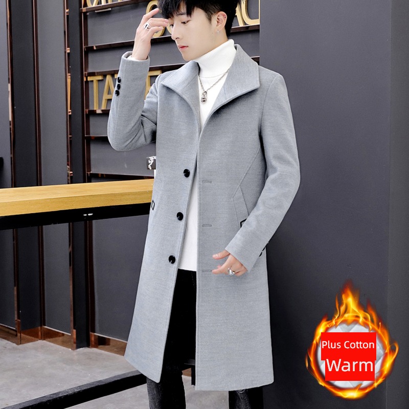 Over the knee Autumn and winter Chaopai Medium and long term woolen overcoat