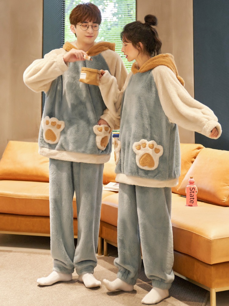 Autumn and winter ma'am Flannel Antlers lovers pajamas