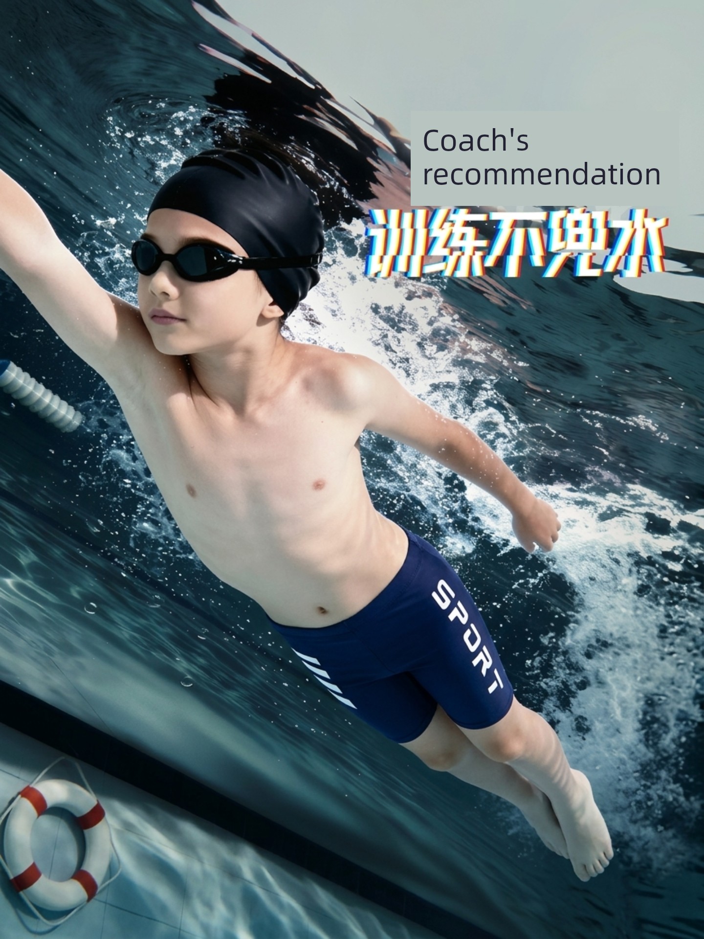 Children's Swimming Trunks 2026 New Model Boys' High-Elastic Quick-Dry Professional Training Swimwear for Older Children and Students, Boxer Shorts