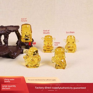 Crystal Glazed Five Blessings and Wealth God Figurines Home Decoration Opening Wedding Gifts Glass Products Crafts Whole
