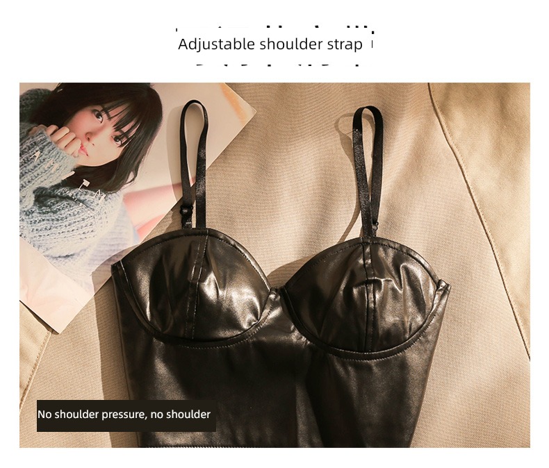 PU skin suit Self-cultivation Show thin Sleeveless jacket camisole