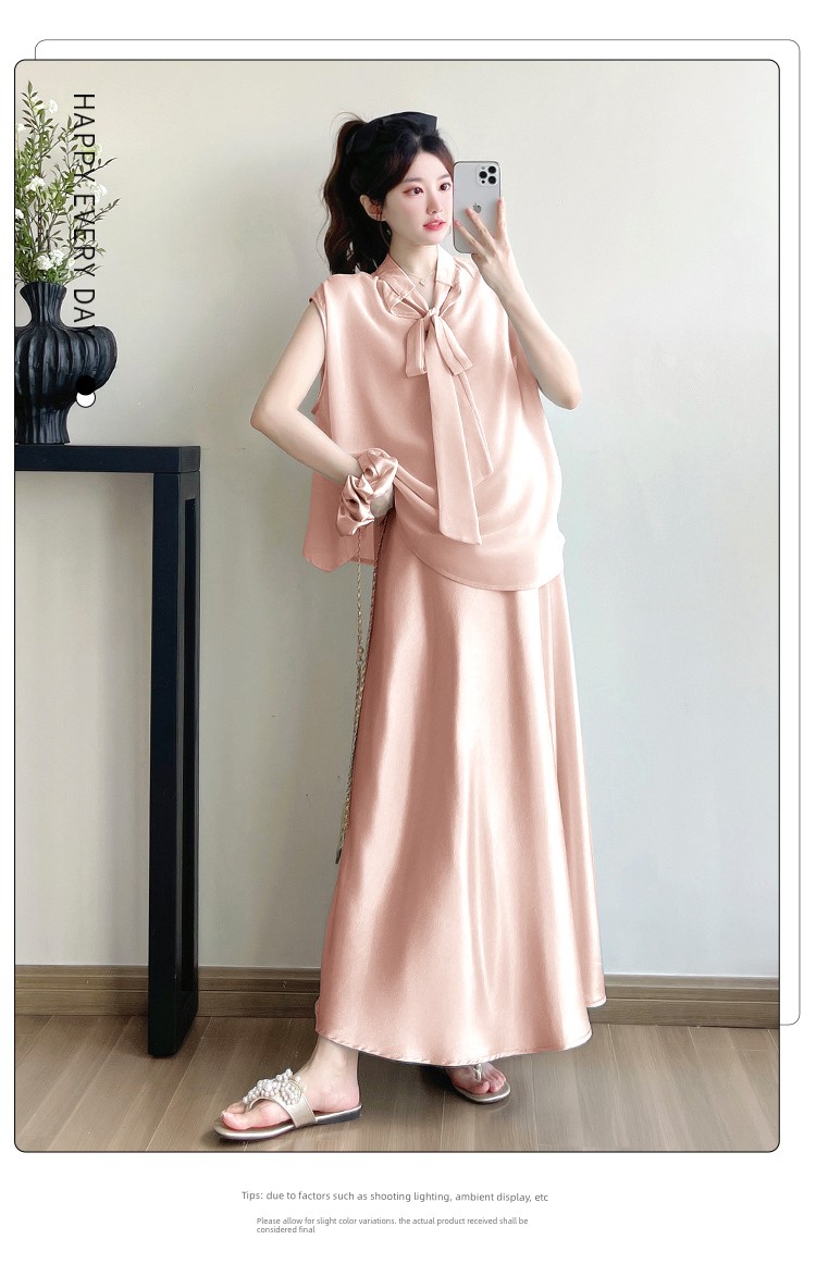 Maternity Summer Dress 2026 New Fashion Set for Pregnant Moms, High-End Style with a Sense of Design, French-Style Long Dress — 6