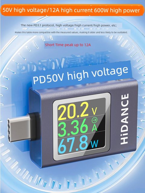 Mobile phone charger Type-c pd fast charging detection power meter USB tester DC digital current voltage meter