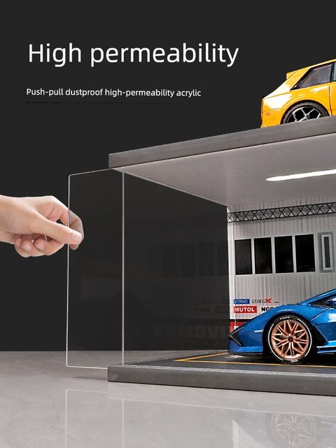 1 18 parking lot storage box dustproof garage model storage display cabinet children car toy parking space 1 24