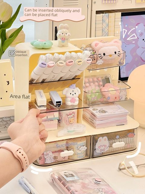 Desktop hole board storage box desk stationery organizing artifact storage rack pen holder office study table storage rack
