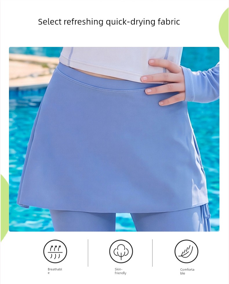 Girls' Swimsuit 2026 New Style Kidsren's Long-Sleeved Sun Protection Swimsuit Summer Girls' High-Looking Sports Swimsuit Two-Piece Set — 6