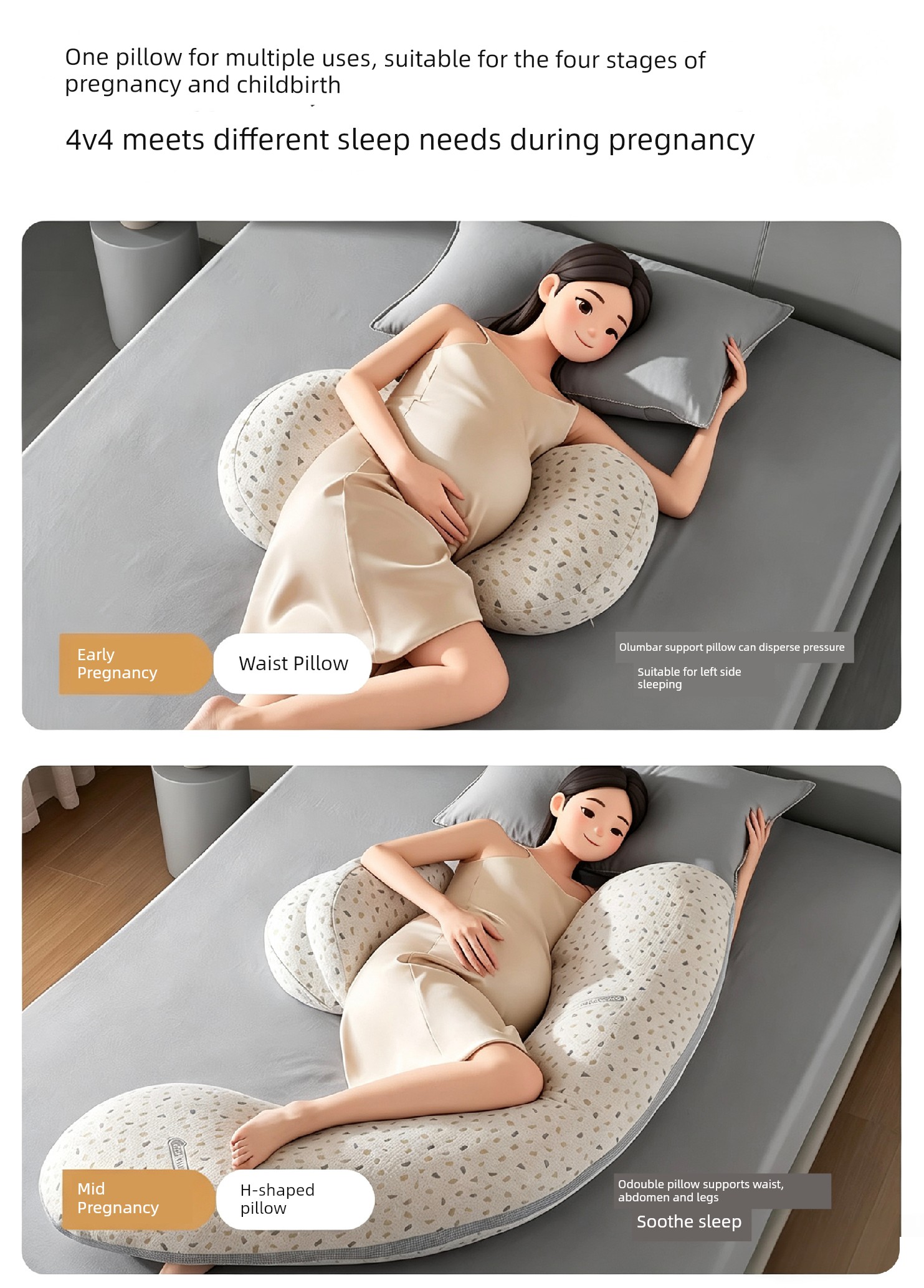 Invebaby Pregnancy Pillow for Waist Support, Side Sleeping, and Belly Support, Special Pillow for Sleeping during Pregnancy, Gift — 8