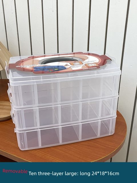 Transparent plaid jewelry storage box Large capacity earrings earrings necklace ring jewelry finishing box