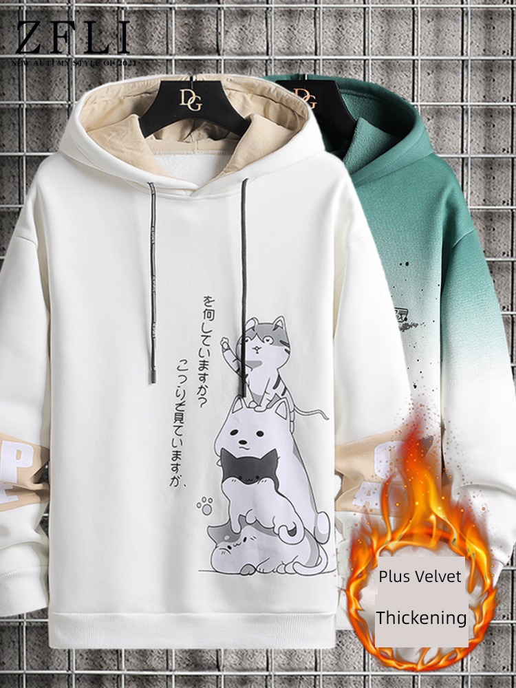 Gradients winter New year's money Hooded Cartoon Sweater
