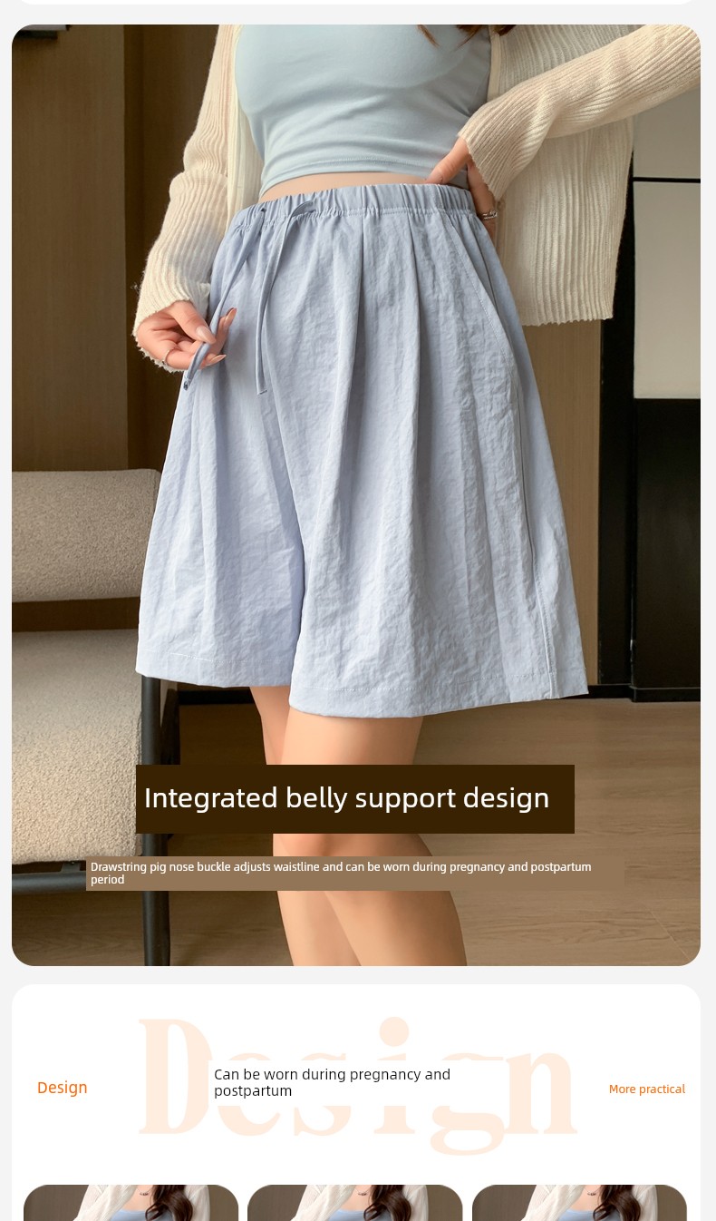 Shorts for Pregnant Women Summer Thin Outwear No Belly Support Not Tight Belly Nougat Pastry Pants Loose Casual Leggings Summer Wear — 4