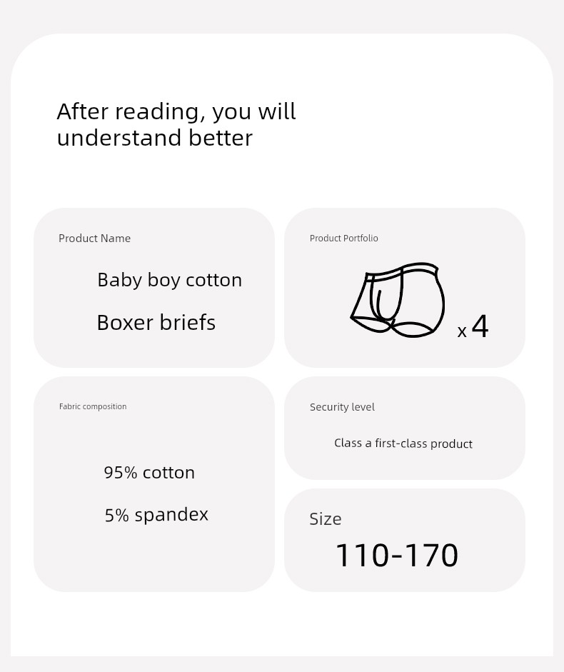 【10A Antibacterial Crotch】Boys' Underwear Children's Class a Pure Cotton Boxer Shorts for Older Boys and Little Boys, All-Cotton Baby Shorts — 9
