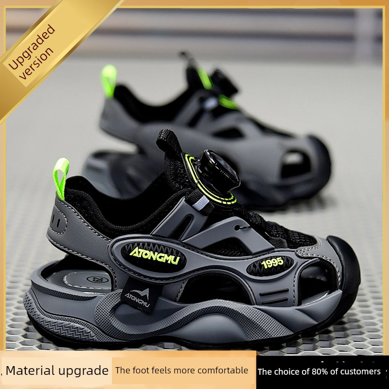 Children's Sandals for Boys 2026 Summer New Style Boys' Soft-Soled Non-Slip Wading Beach Shoes for Older Kidsren with Mesh Surface Sandals — 7