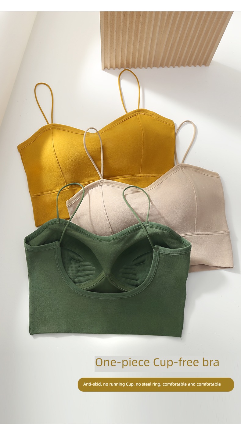 Beautiful back fixed cup pure cotton Exposed navel sexy female camisole