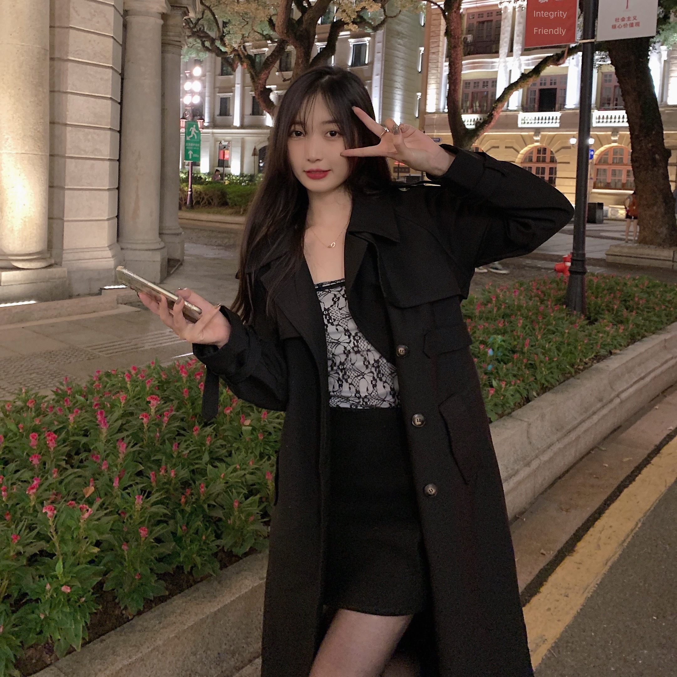 loose coat female Fat mm Medium and long term leisure time Windbreaker loose coat