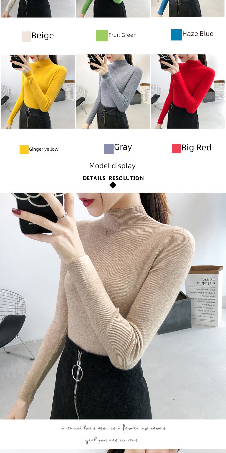 Half high collar ma'am Foreign style Self-cultivation Autumn and winter Inner lap sweater