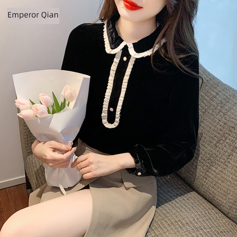 POLO Plush winter Advanced sense temperament Inner lap Lace