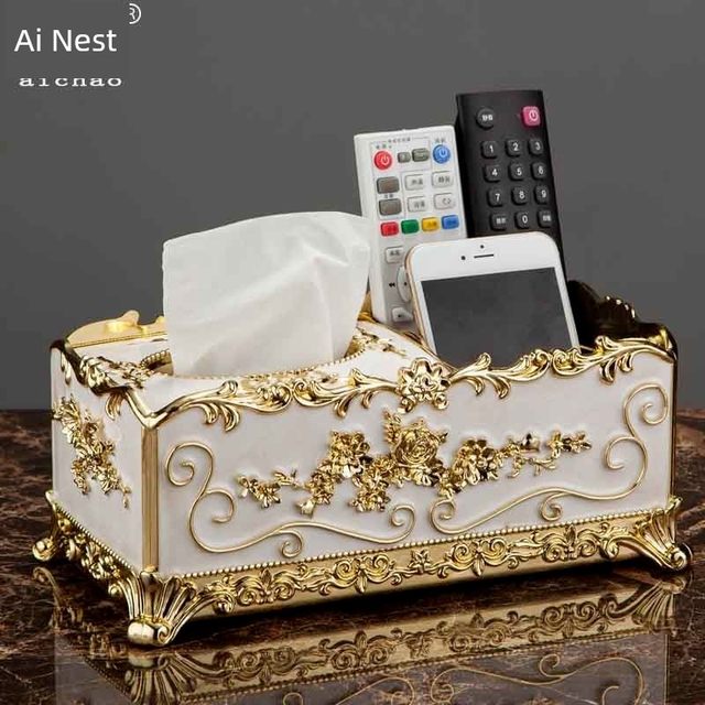 European tissue box remote control storage box draw box home living room tea table paper draw box multifunctional napkin card box