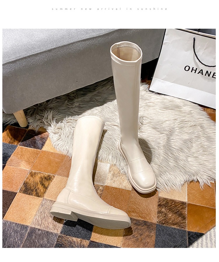 white Below the knee elastic force Show thin little chap Boots