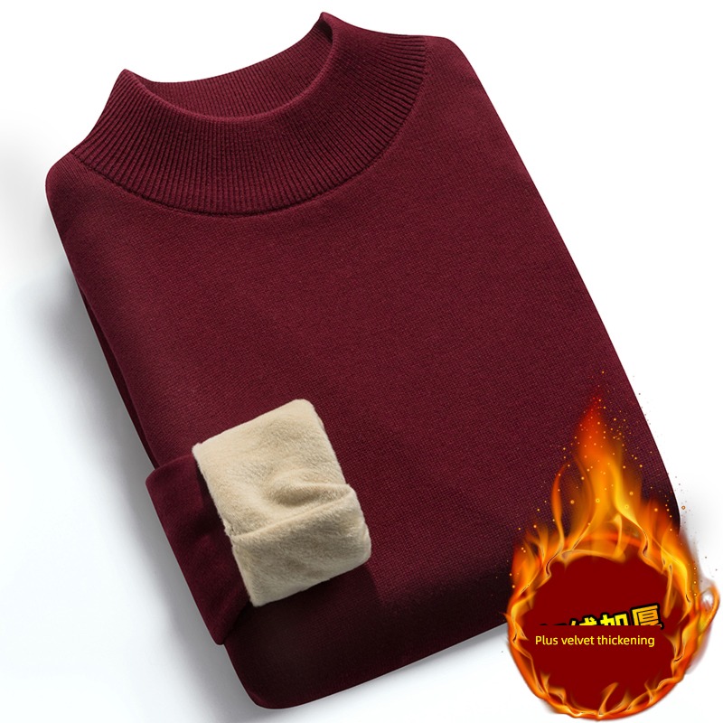 winter Plush keep warm pure cotton trend Half high collar sweater