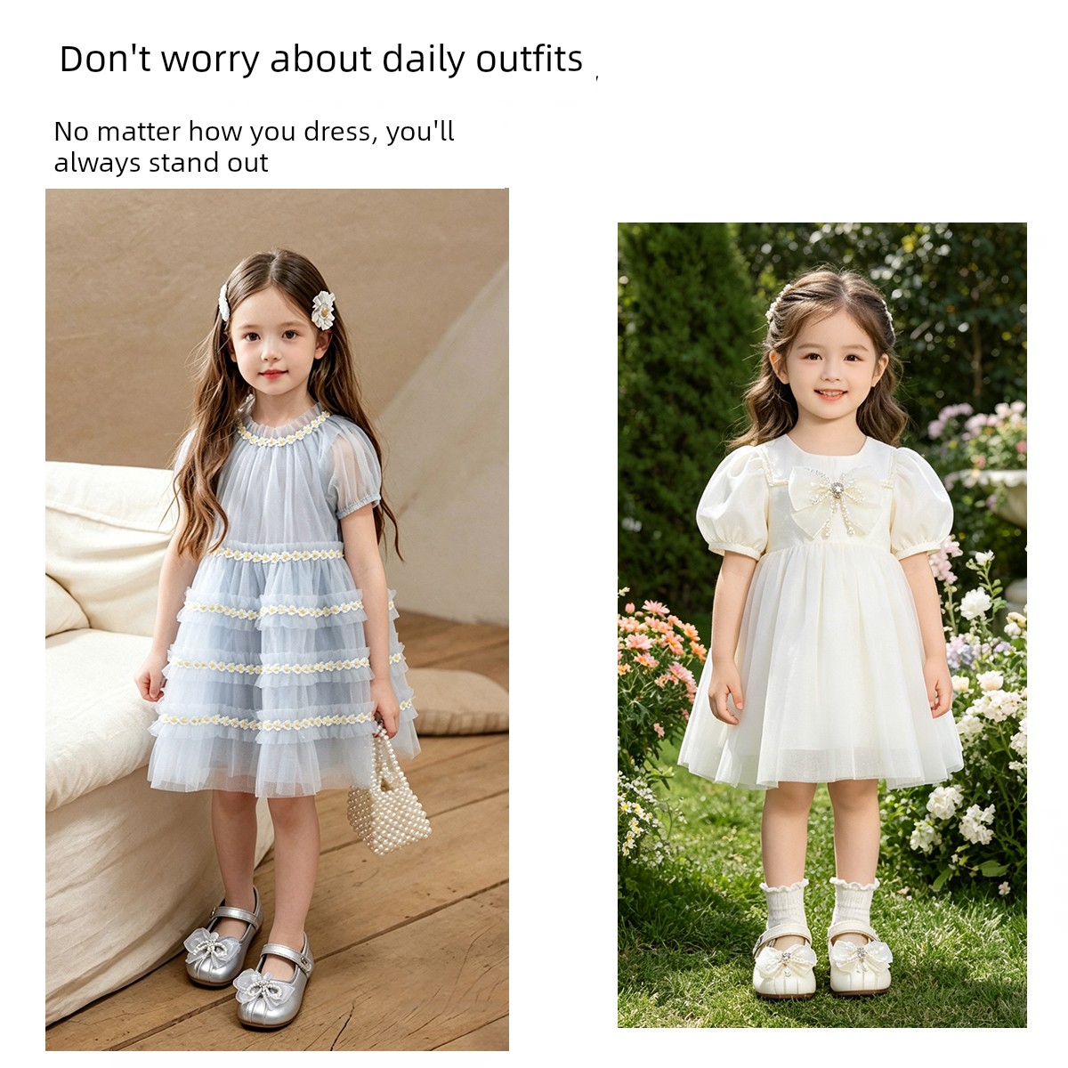 Zhuoshini Girls' Princess Shoes, Kidsren's Shoes, New Spring & Fall Leather Shoes, Little Girls' Silver Flats, Soft Soles with Skirts — 2
