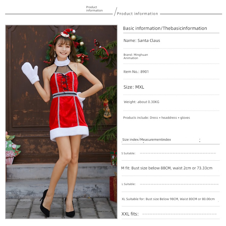 Christmas clothing adult ma'am Clothes & Accessories Christmas Dress festival party Dress up Santa Claus suit Stage outfit